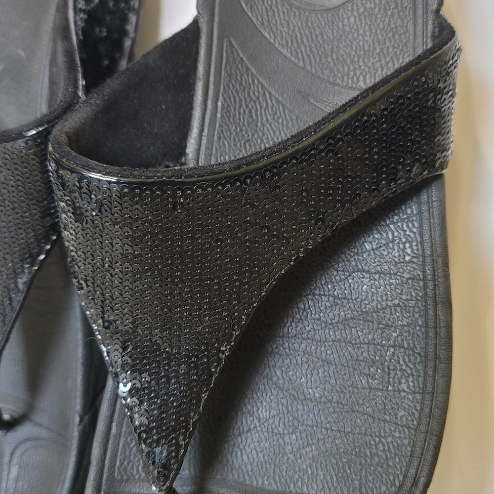 FitFlop Electra Black Sequin Thong Toning Sandals 034-001 Womens US 7 - Picture 8 of 12